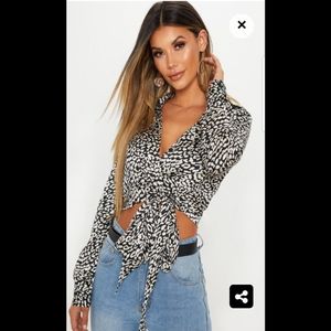 Wrap front tie blouse